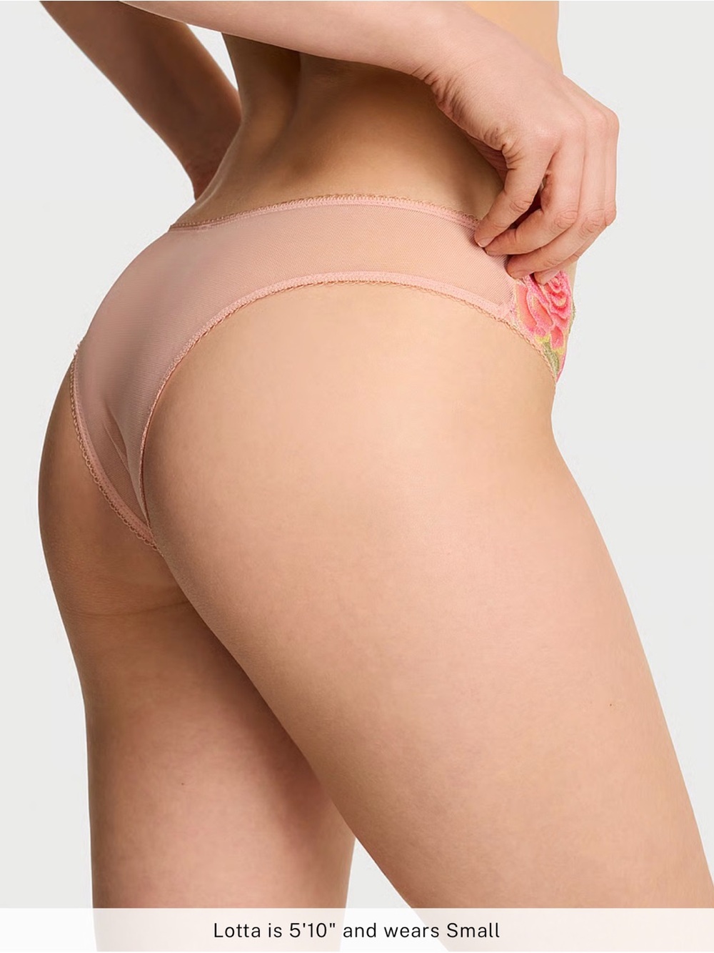 VICTORIA'S SECRET M PINK EMBROIDERED FLORAL HIGH LEG BRAZILIAN PANTIES NWT $30 - Picture 5 of 14